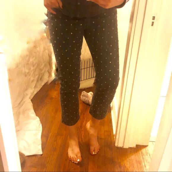 NEW LEVIS 501 Original Cropped Studded Black High Rise Straight Denim Jeans 25 - Picture 8 of 8